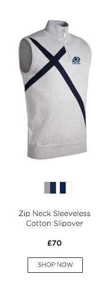 g.SCOTTISH RUGBY SALTIRE SLEEVELESS SWEATER Scottish Rugby Mens Zip Neck Saltire Cross Cotton Golf Slipover