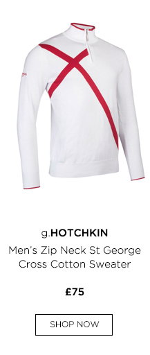 g.HOTCHKIN Mens Zip Neck St George Cross Cotton Golf Sweater