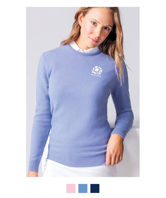 g.SCOTTISH RUGBY ESTHER Scottish Rugby Ladies Crew Neck Lambswool Golf Sweater