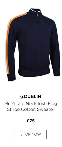 g.DUBLIN Mens Zip Neck Irish Flag Stripe Cotton Golf Sweater