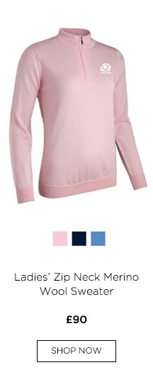 g.SCOTTISH RUGBY AMIRA Scottish Rugby Ladies Zip Neck Merino Wool Golf Sweater