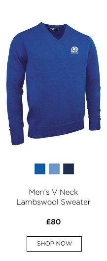 g.SCOTTISH RUGBY LOMOND Scottish Rugby Mens V Neck Lambswool Golf Sweater