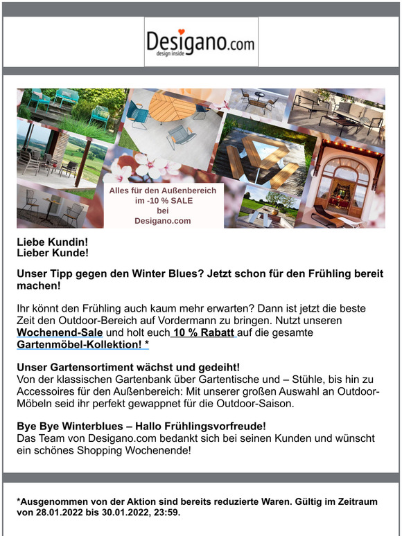 Outdoor-Mbel SALE -10 % - bei Desigano.com