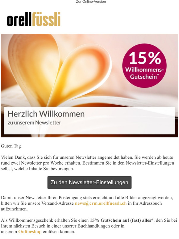 Lsen Sie Ihren 15% Willkommens-Gutschein ein!