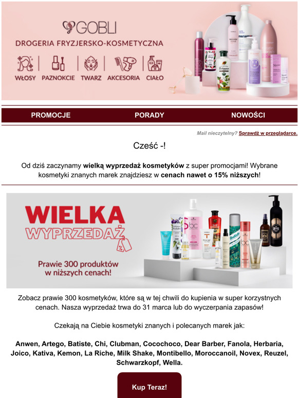 Drogeria Gobli  Wyprzedajemy prawie 300 kosmetykw! Zobacz najnowsze promocje!