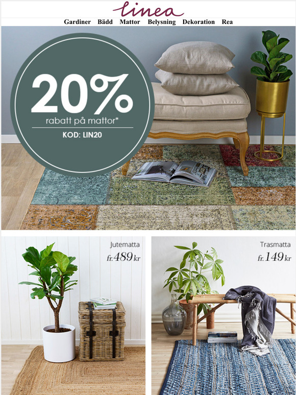 Helgerbjudande! 20% rabatt p mattor