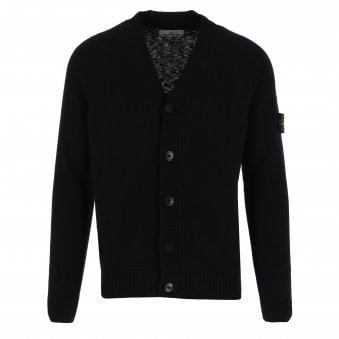Black Cotton Nylon Knitted Cardigan