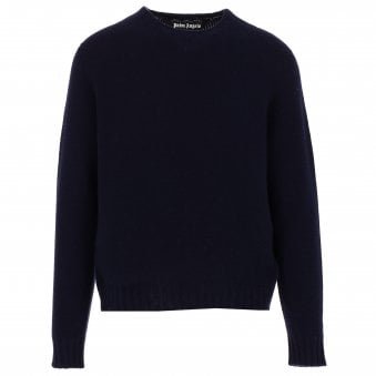 Navy & White Curved Logo Knitted Sweater