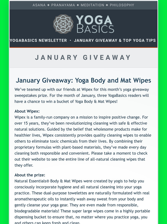 January Giveaway - Yoga Mat Wipes & Top Yoga Tips