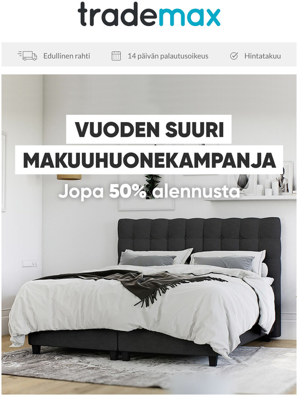 , l ohita! Jopa 50% alennusta makuuhuonetuotteista 