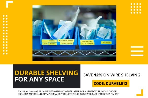 Durable Shelving For Any Space - Save 12% on wire shelving - CODE: DURABLE12