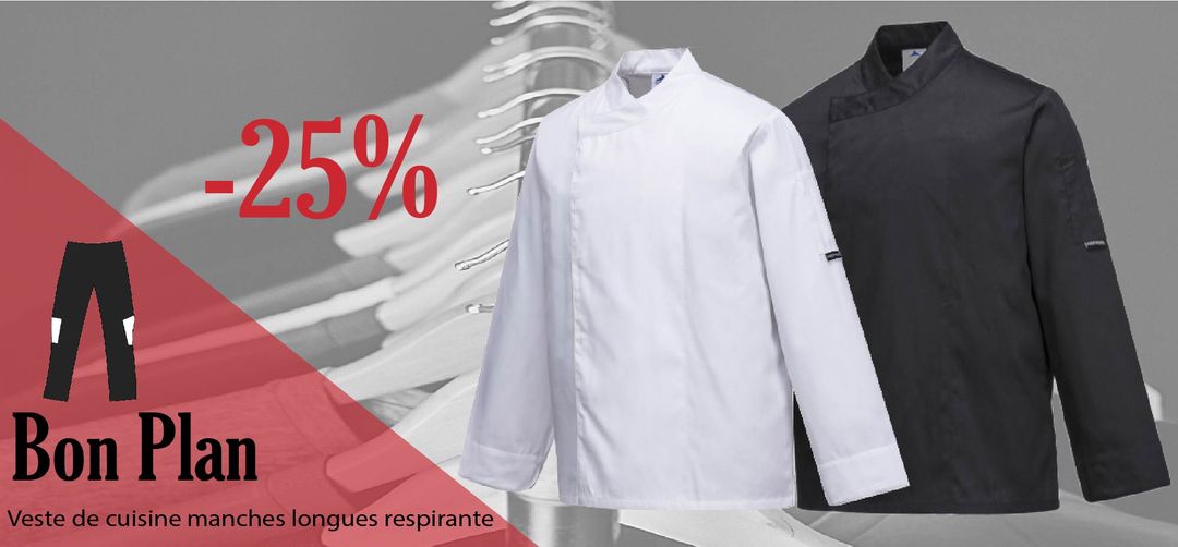 Veste de cuisine manches longues respirante