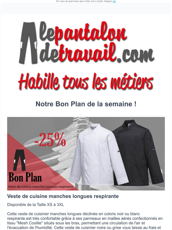 Notre bon plan de la semaine : Veste de cuisine manches longues respirante