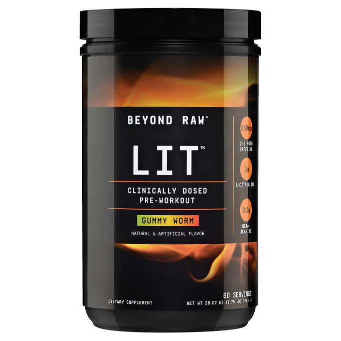 Beyond Raw LIT Pre-Workout Gummy Worm Flavor, 60 Servings