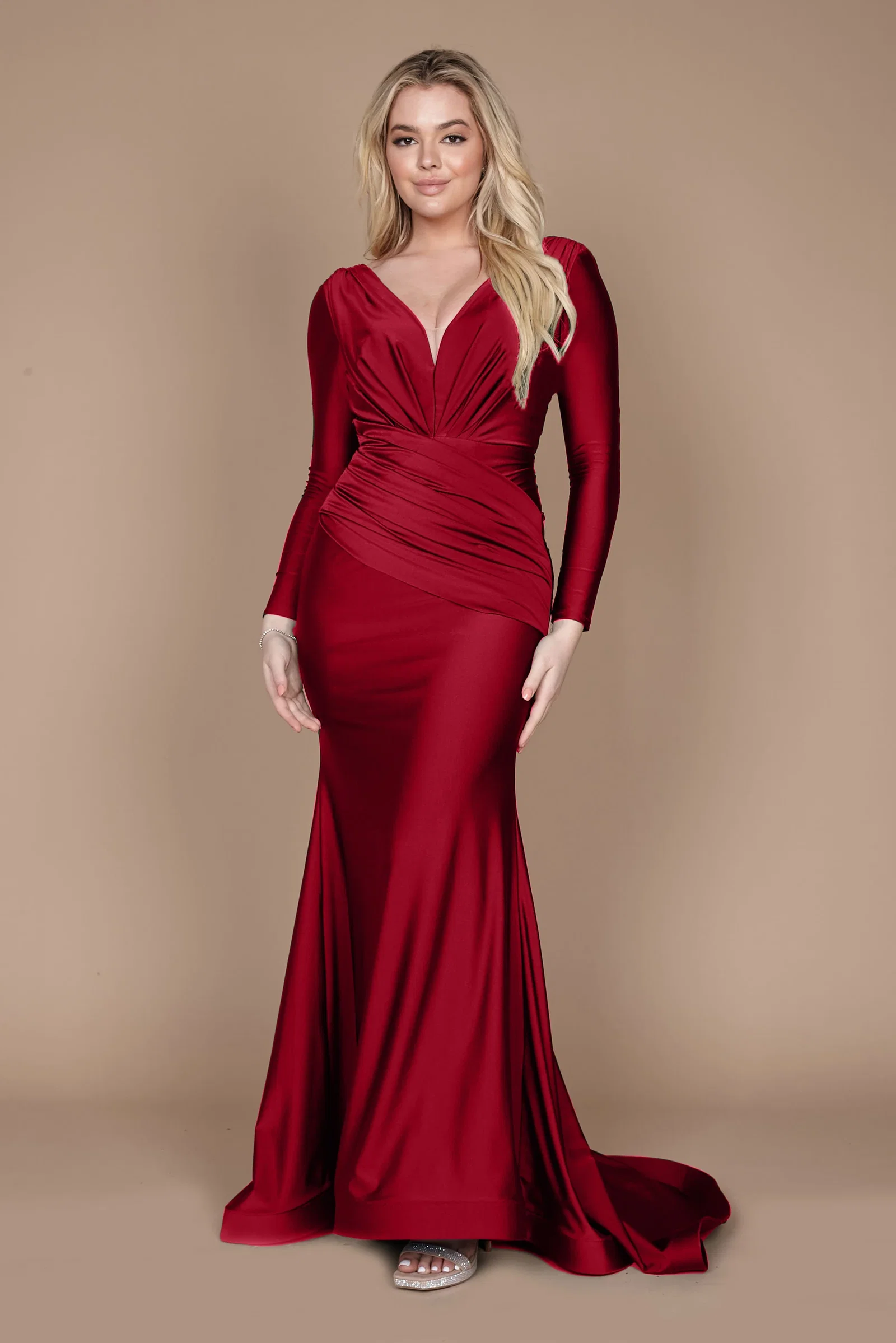Image of Dylan & Davids Long Sleeve Formal Fitted Evening Dress