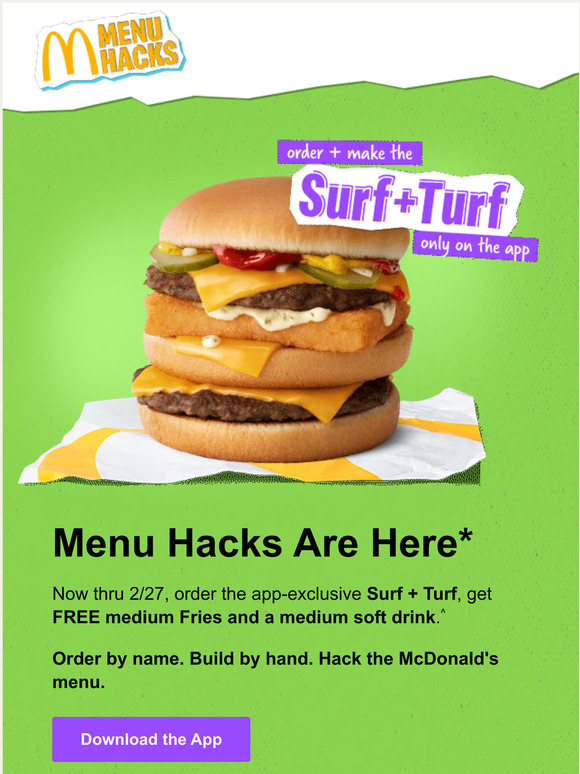 McDonald's: Menu hacks are here: Get the app-exclusive Surf + Turf | Milled