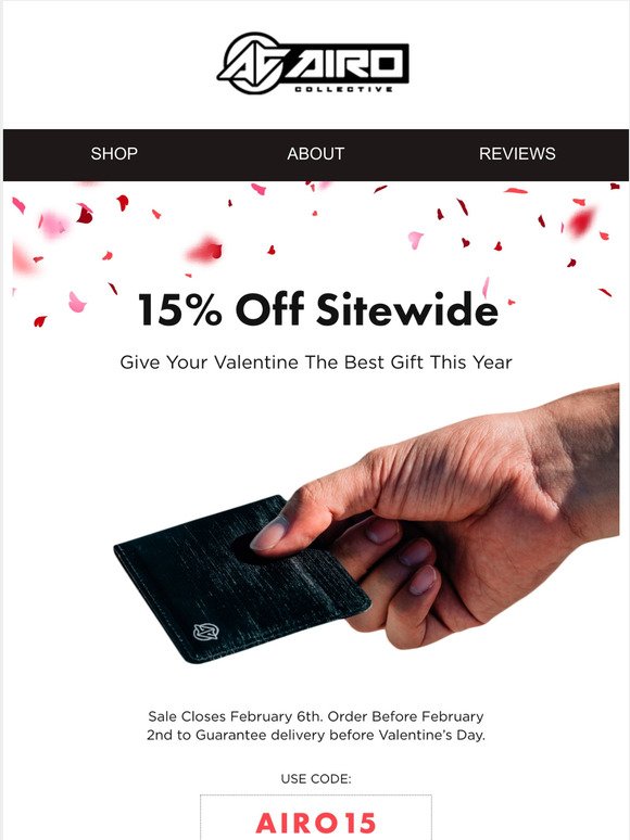 15% Off Sitewide for Valentine's Day
