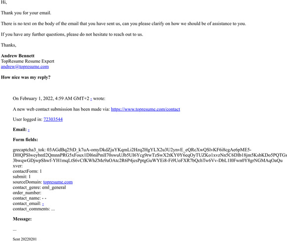 Re: Web Contact: -