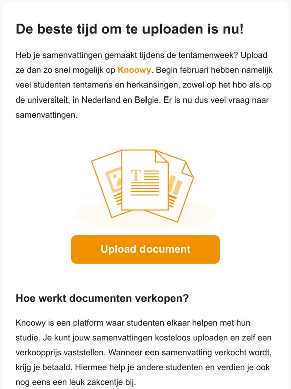 Samenvattingen gemaakt? Upload op Knoowy!