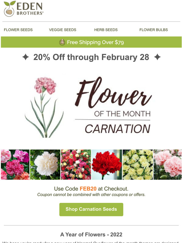 Eden Brothers Seed Company 20 Off February Flower of the Month Milled
