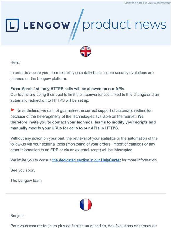 Change of redirection on your API calls