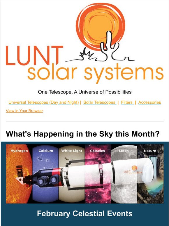 Your February 2022 Sky! The Lunt Team's Latest YouTube Video and More!