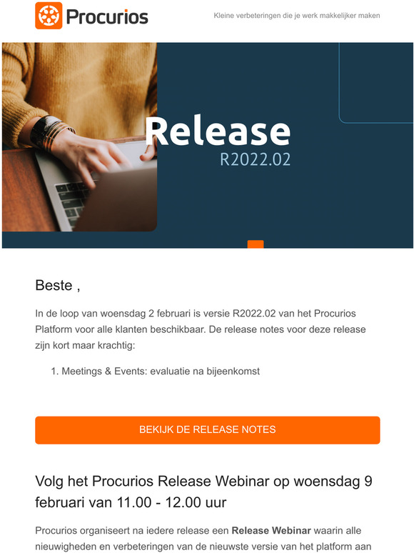 Evaluatie na bijeenkomsten in Meetings & Events - lees meer over de nieuwste release van het Procurios Platform