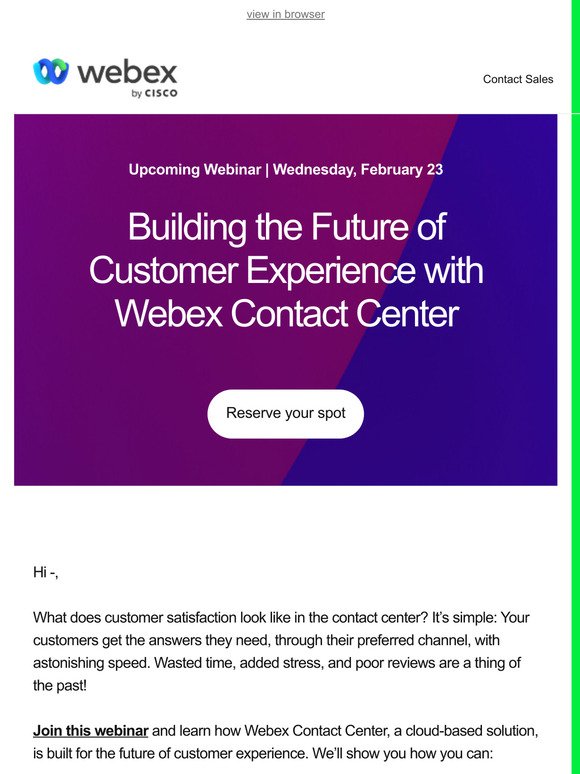 Webinar: Get satisfaction with your Webex contact center