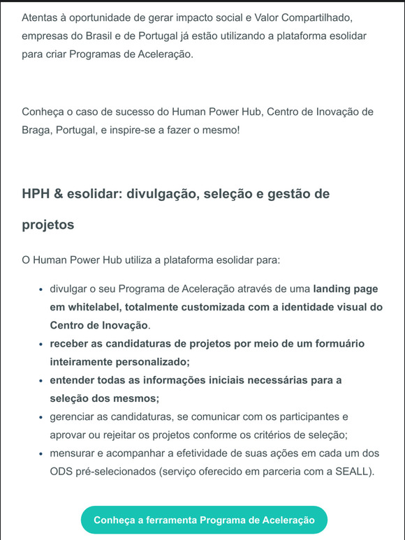 INSPIRAO REAL: HPH + esolidar = Programa de Acelerao