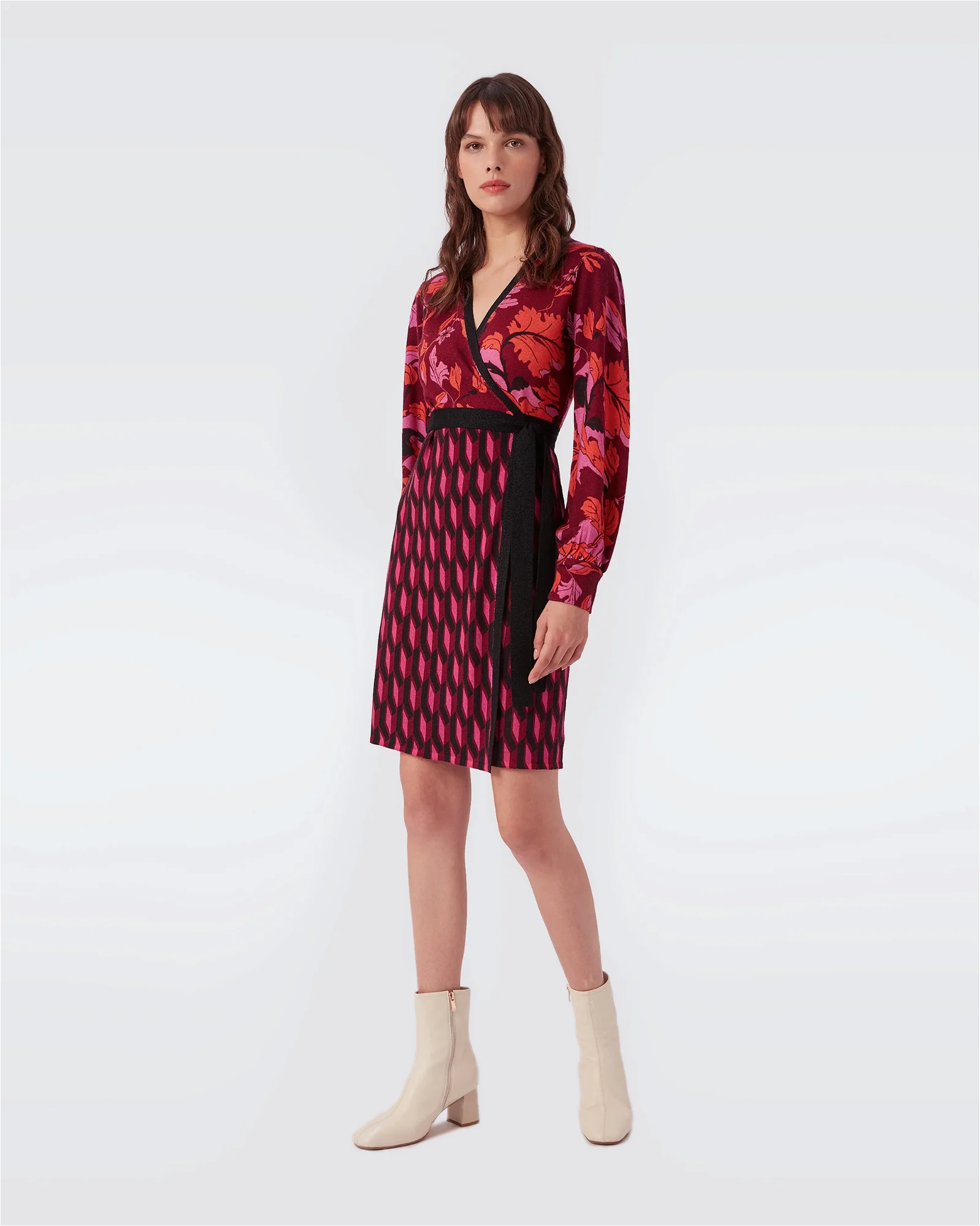 Image of Luella Merino Wool Knit Mini Wrap Dress