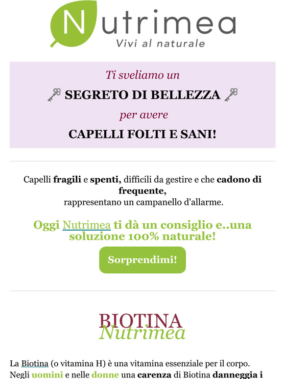 Capelli folti e sani con Biotina di Nutrimea !