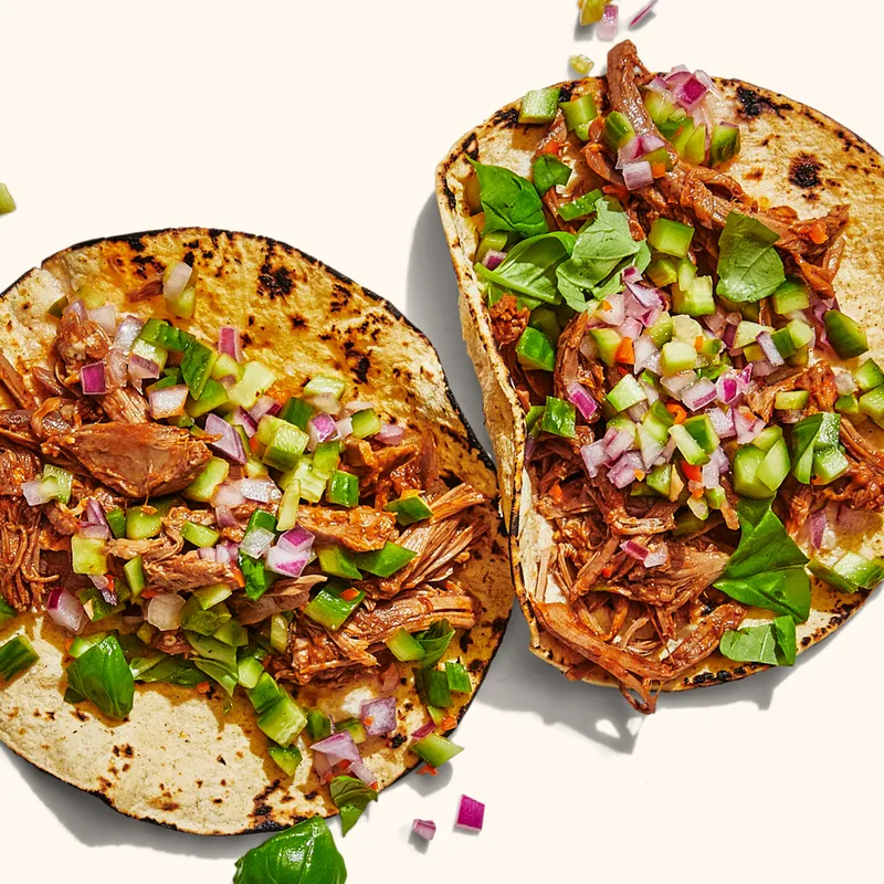 Goat Birria Tacos With Cucumber Pico de Gallo