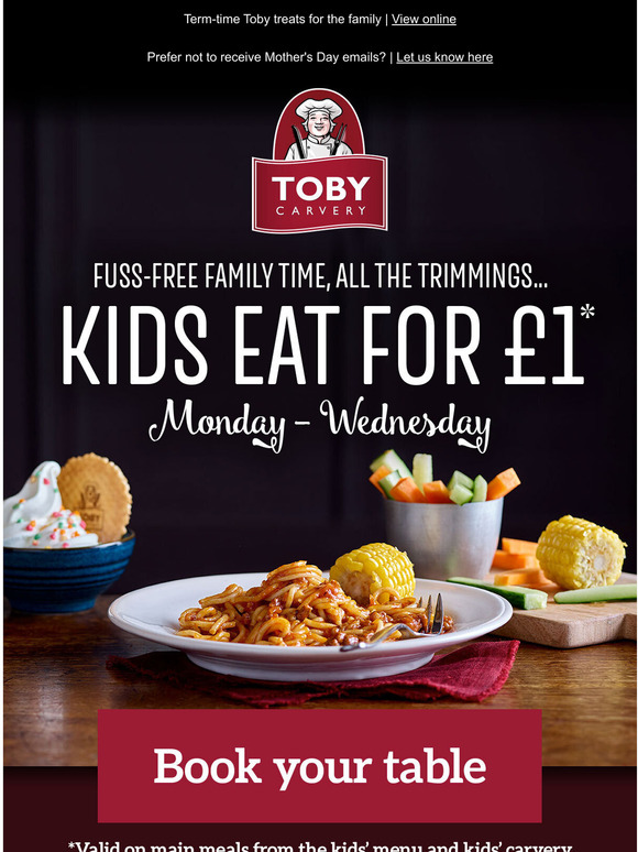 Toby Carvery fans can get £12 worth of free starters, mains and