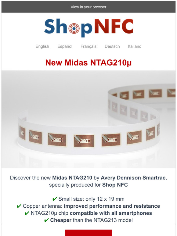 Tag NFC NTAG210μ 12x19mm adesivi - Shop NFC