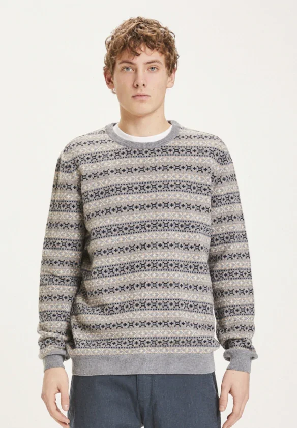 Image of Knowledge Cotton Apparel Valley Jacquard Knit