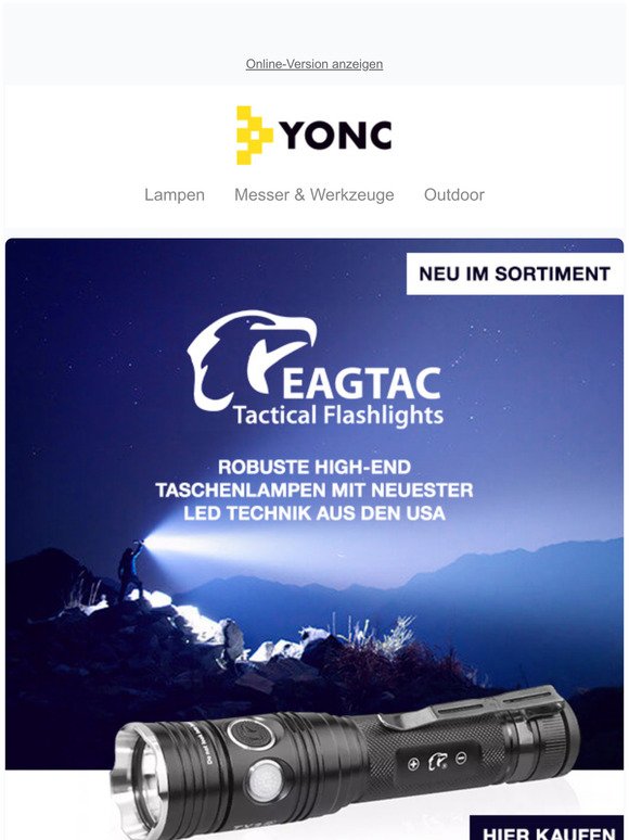 Neu! EagTac - Robuste High-End Taschenlampen mit neuester LED Technik aus den USA
