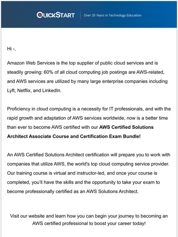 Become a Pro in AWS, the Worlds #1 Cloud Services Provider