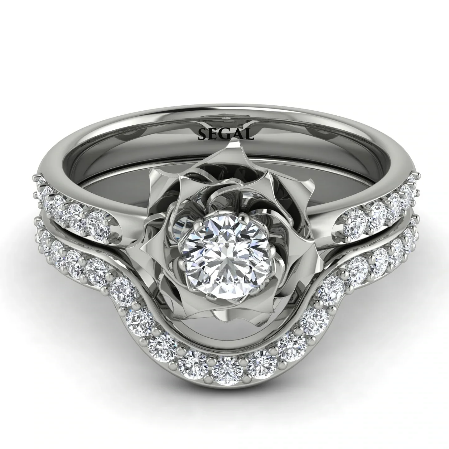 Image of A lady's Rose Bridal Set Diamond Ring - Elena no. 3
