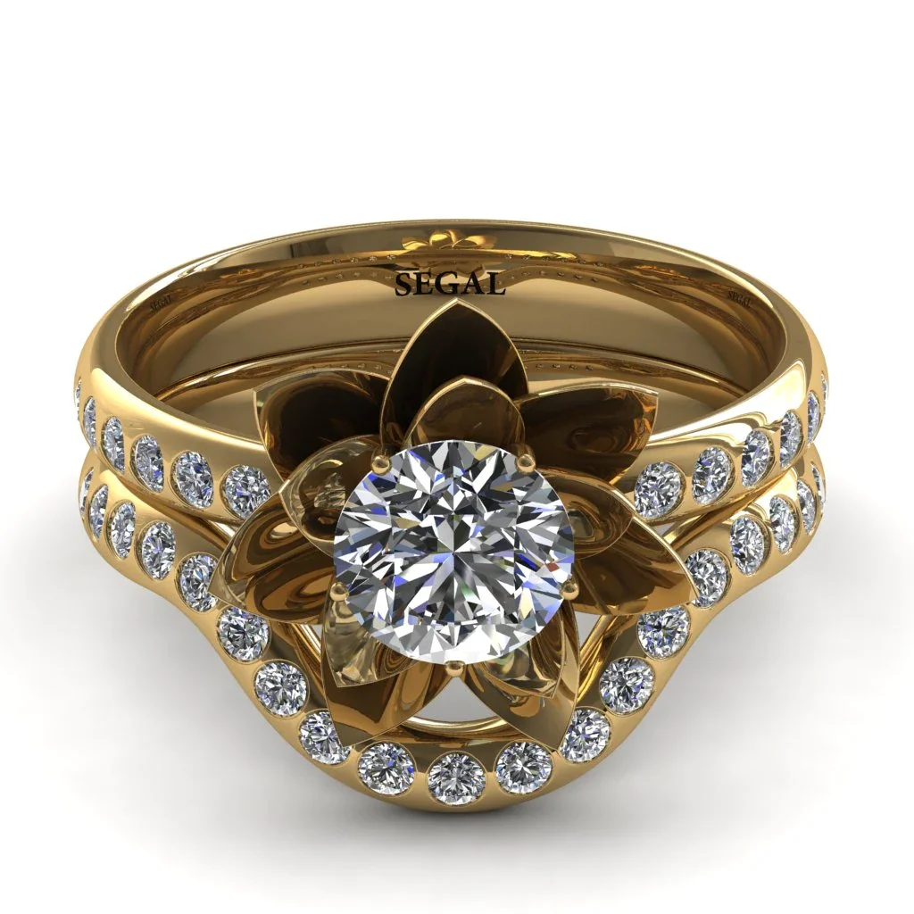 Image of Lotus Flower Bridal Set Diamond ring - Lotus no. 1