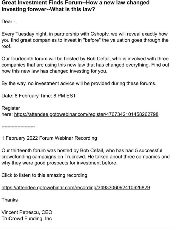 Great Investment Finds Forum--How a new law changed investing forever--What is this law?