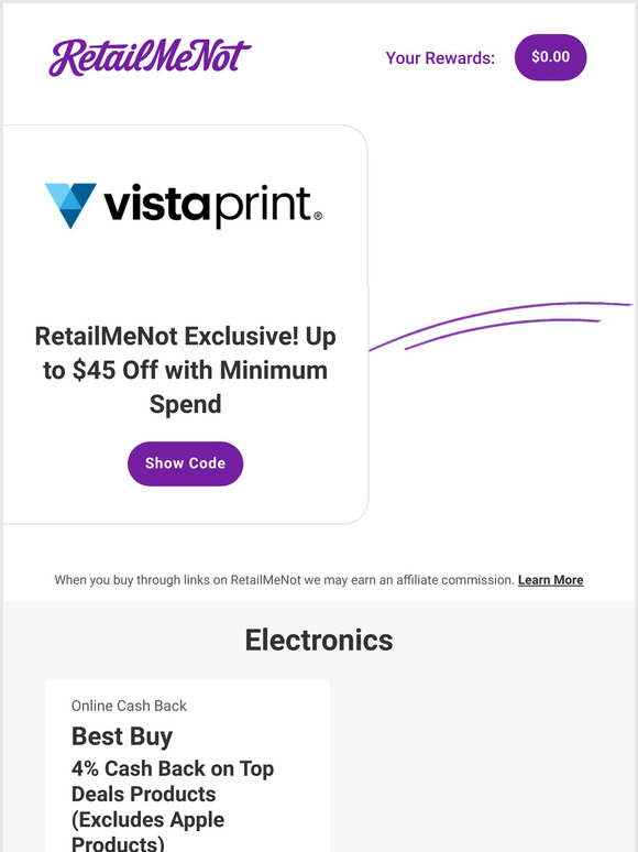 RetailMeNot Amazon Coupons Popeyes Vistaprint Jared Macy's