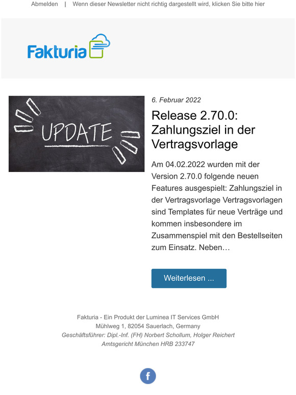 Release 2.70.0: Zahlungsziel in der Vertragsvorlage