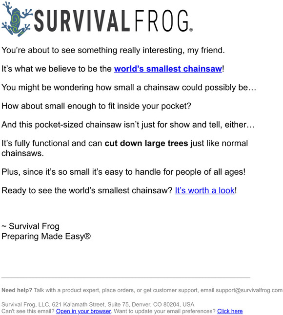 Survival Frog [Interesting] Meet the Worlds Smallest Chainsaw Milled