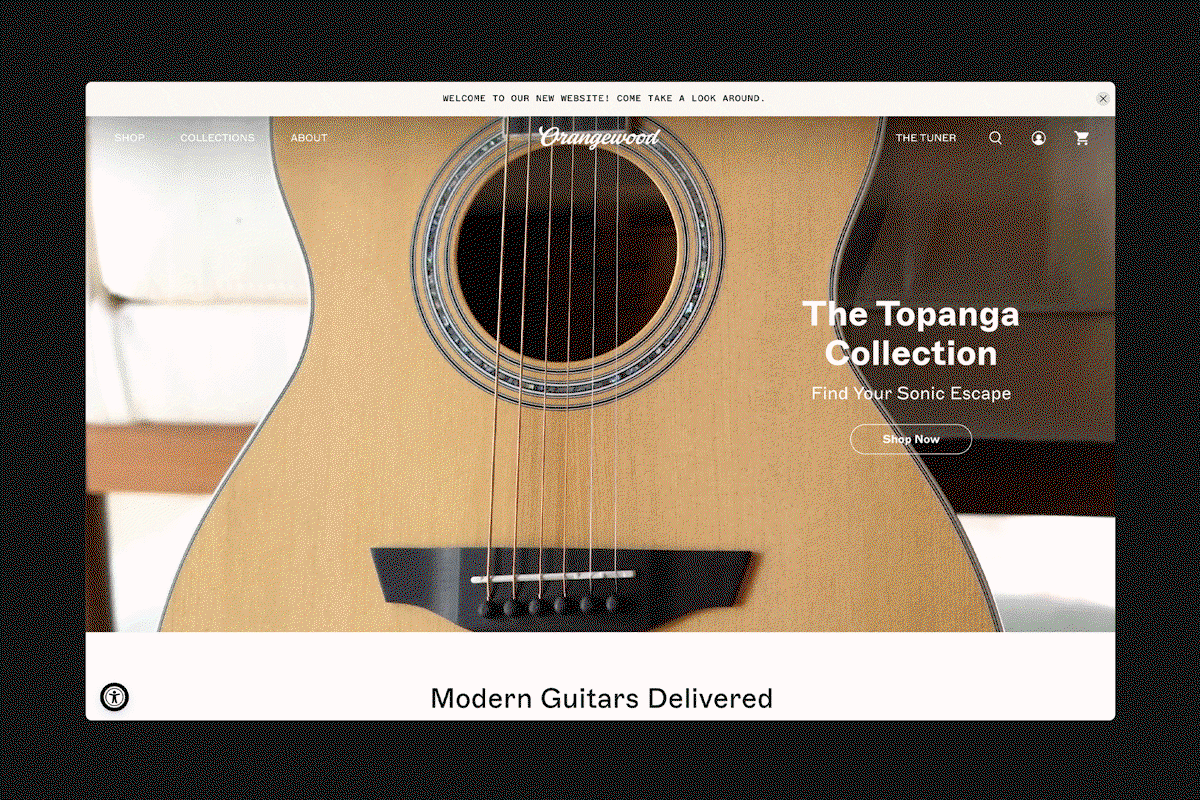 Gif of Orangewood website with different screens