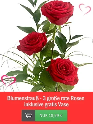 Blumenstrauß 3 rote Rosen