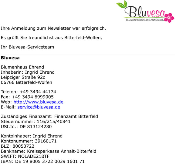 Erfolgreiche Newsletteranmeldung