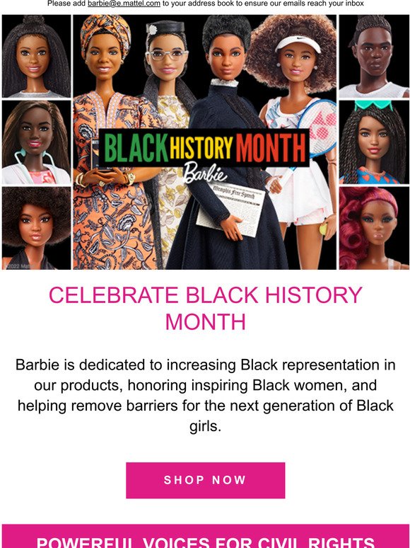Barbie Barbie celebrates Black History Month Milled