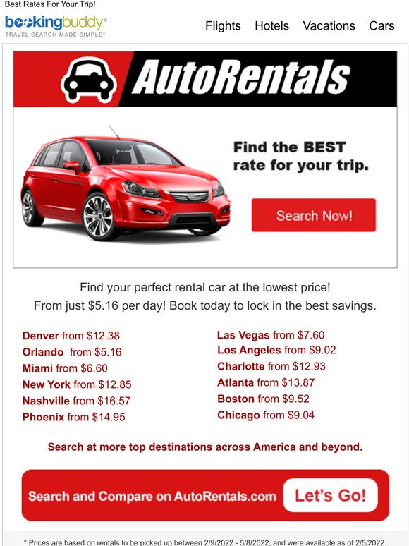 Car Rentals from $5.16 - Search Now!