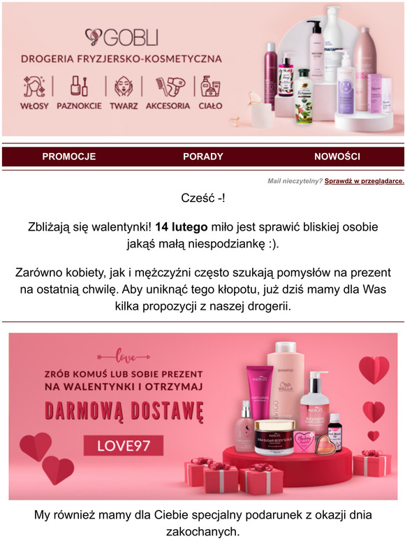 Drogeria Gobli  Przygotuj si na walentynki!  Darmowa Dostawa do 14.02