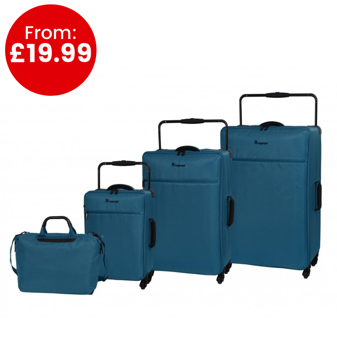 IT Worlds Lightest 4 Wheel Luggage- Moroccan Blue